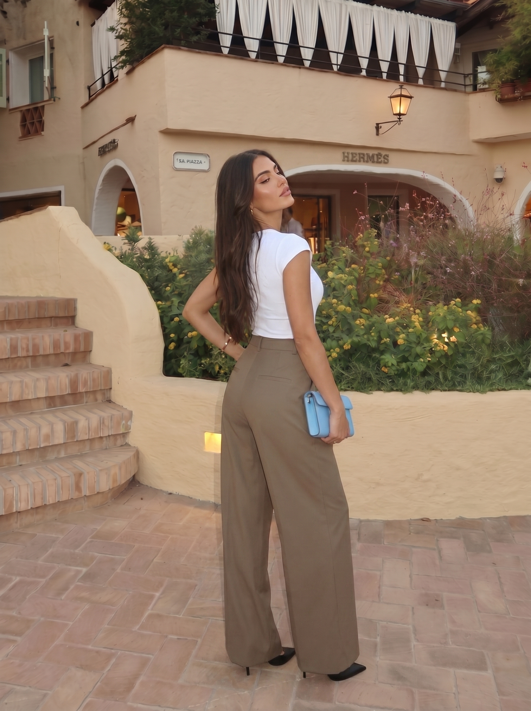 Pantalon plissé long